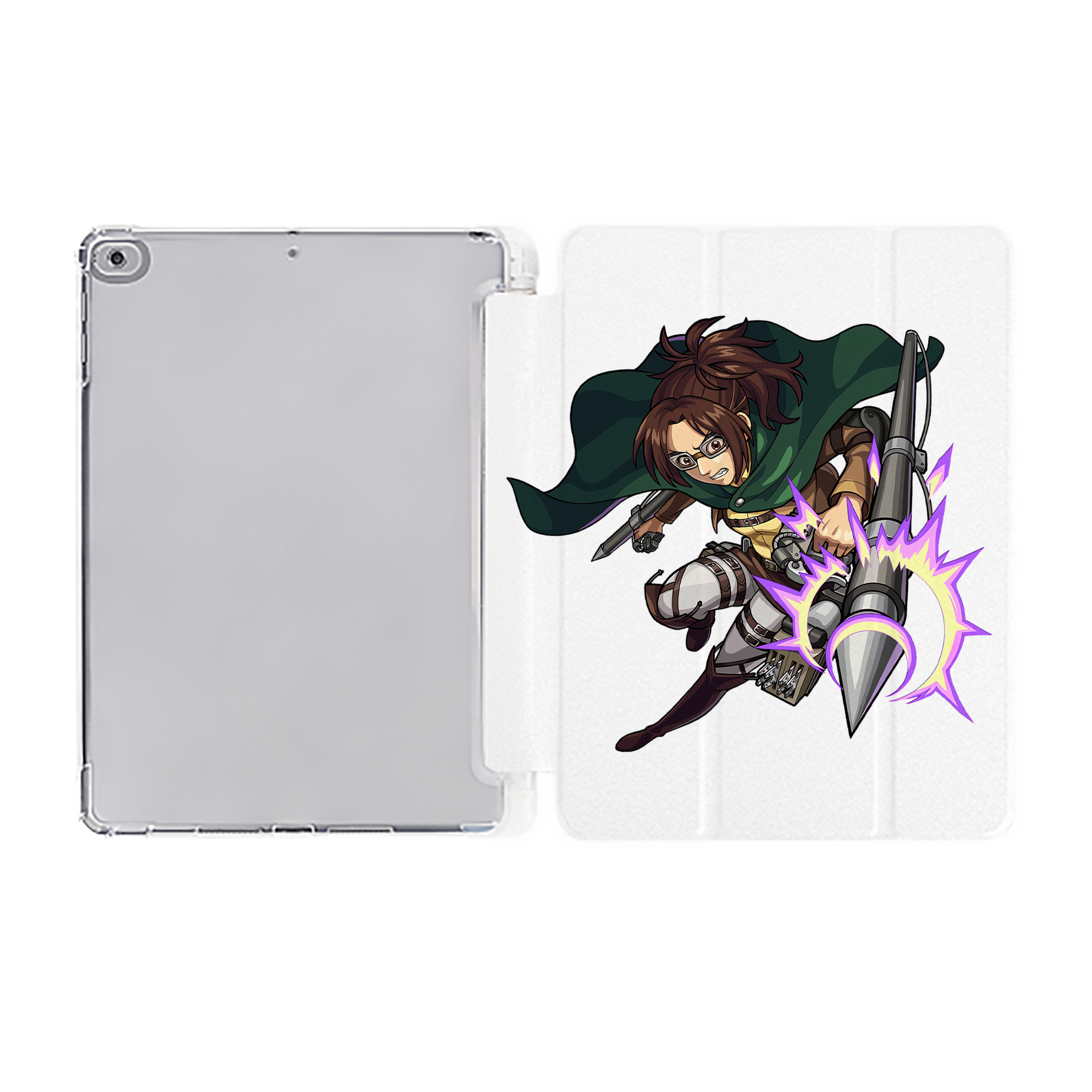 （画像用） 進撃の巨人 ハンジ·ゾエ Attack on Titan Hanji Zoe IPad ケース ペン収納付き 三つ折りスタンド PUレザー×シリコン 対応機種9.5/10.5/10.9インチ